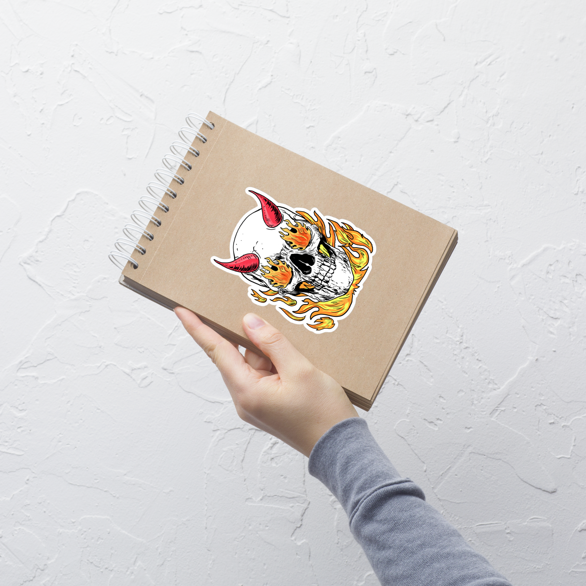 מדבקה גולגולת אש