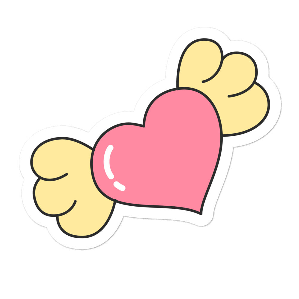 מדבקה לב עם כנפיים