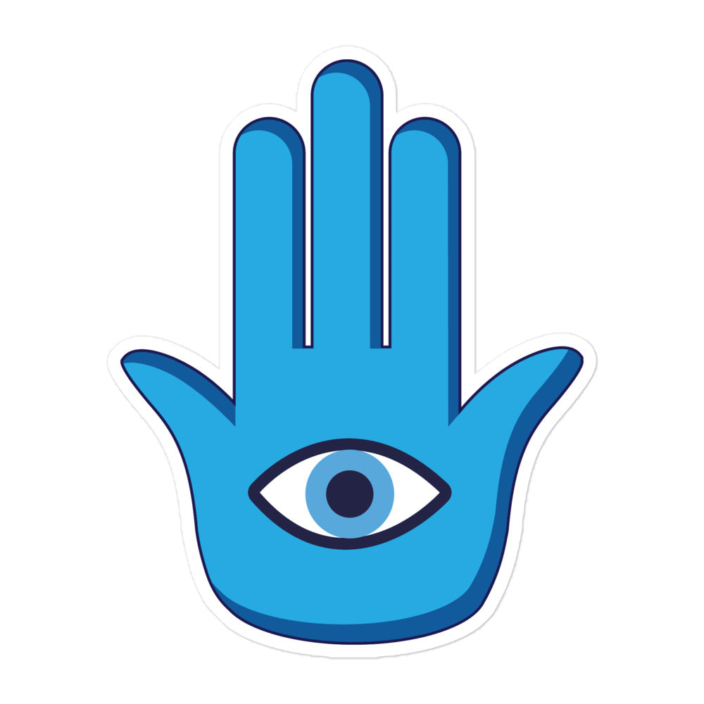 מדבקה חמסה כחולה מאוירת