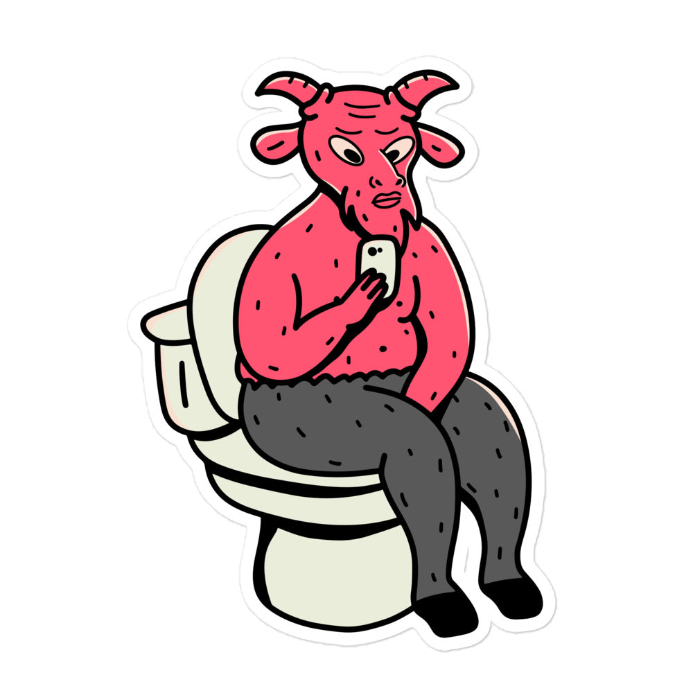 מדבקה שטן  עם טלפון בשירותים